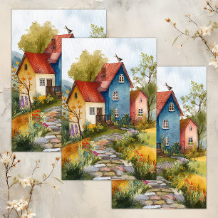 FARBHAFTES LAND HÜTTE DECOUPAGE TISSUE PAPIER