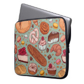 Farbhandgezeichnete Bäckerei im Stil einer Skizze. Laptopschutzhülle (Vorderseite Links)