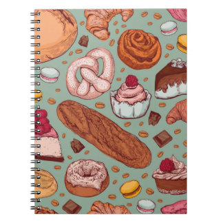 Farbhandgezeichnete Bäckerei im Stil einer Skizze. Notizblock