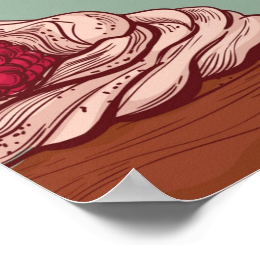 Farbhandgezeichnete Bäckerei im Stil einer Skizze. Poster (Ecke)