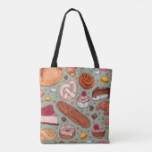 Farbhandgezeichnete Bäckerei im Stil einer Skizze. Tasche (Rückseite)
