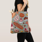 Farbhandgezeichnete Bäckerei im Stil einer Skizze. Tasche (Von Nahem)