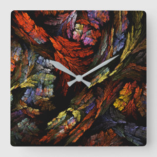 Farbharmonie Abstrakter Kunstplatz Quadratische Wanduhr