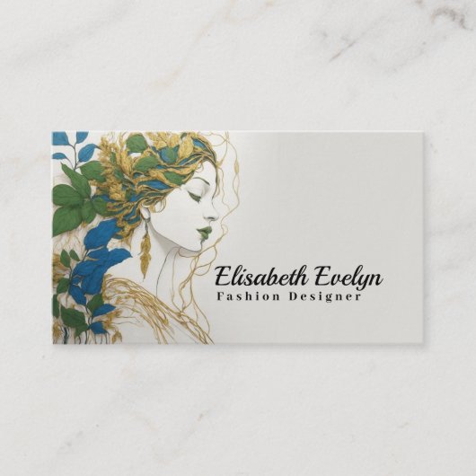 Farbharmonie: Silhouette, Gold, Grün, Blau Visitenkarte (Vorderseite)