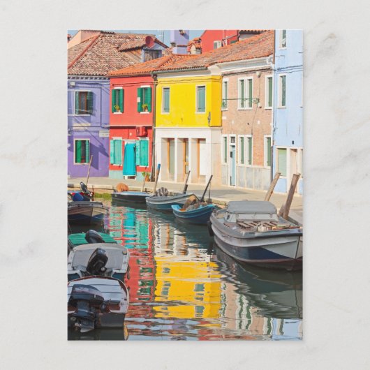Farbhäuser auf der Insel Venedig Burano Italien Postkarte (Vorderseite)