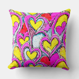 Farbherz Formen in Art Mosaik Kissen