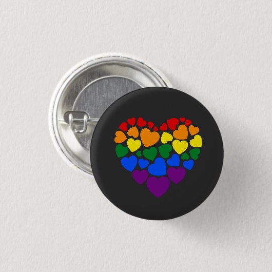 Farbherz für homosexuelle Regenbogenfarben für Lie Button (Vorne & Hinten)