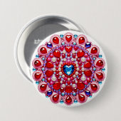 Farbherz-Juwelen-Mandala-Design Button (Vorne & Hinten)