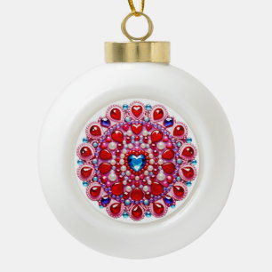 Farbherz-Juwelen-Mandala-Design Keramik Kugel-Ornament