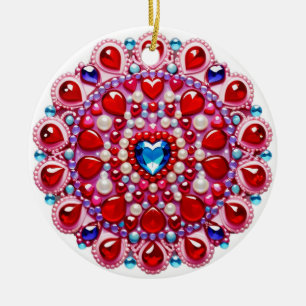 Farbherz-Juwelen-Mandala-Design Keramik Ornament