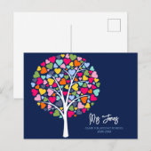 Farbherzbaum-Design für Lehrer Postkarte (Vorne/Hinten)