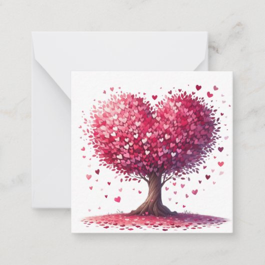 Farbherzförmiger Baum Mitteilungskarte (Vorderseite)
