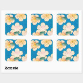 Farbholzblock Druck von Dogwood-Blüten Quadratischer Aufkleber (Blatt)