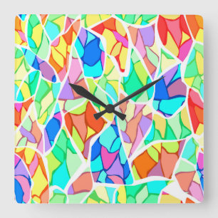 Farbig abstrakt quadratische wanduhr