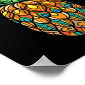 farbig-Ananas-Frucht-Mandala-kunst-abgeschieden Poster (Ecke)