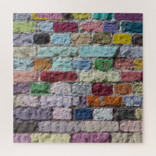 Farbig bemalte Ziegelwandstruktur Puzzle