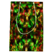 Farbig grün, gelb bis rot mit Federn-Effekt. Mittlere Geschenktüte (Rückseite)