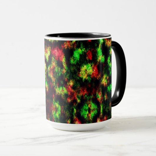 Farbig grün, gelb bis rot mit Federn Tasse (VorderseiteRechts)