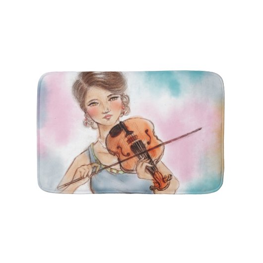 Farbig illustrierter Badematte - Violine (Vorderseite)