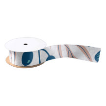 Farbig illustriertes Blumenmuster Satinband