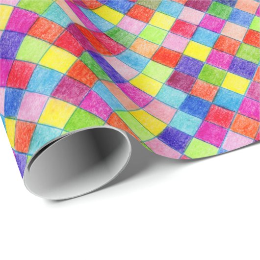 Farbig in Grafik-Paper-Quadrate - Diagonal-Geschen Geschenkpapier (Rolleneckpunkt)