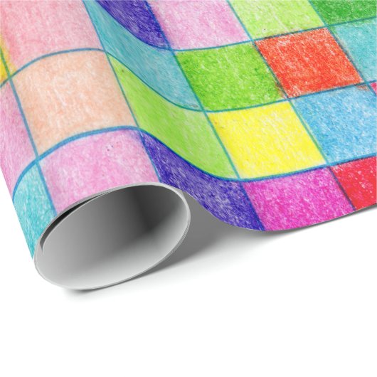 Farbig in Grafik-Papierquadraten Geschenkpapier (Rolleneckpunkt)