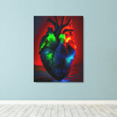 Farbig leuchtendes Herz über Wasser Leinwanddruck (Insitu (Holzboden))