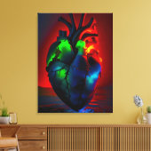 Farbig leuchtendes Herz über Wasser Leinwanddruck (Insitu (Wohnzimmer))