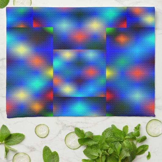 Farbig simuliert das Bild den Flößenschwung, über  Geschirrtuch (Gefaltet)