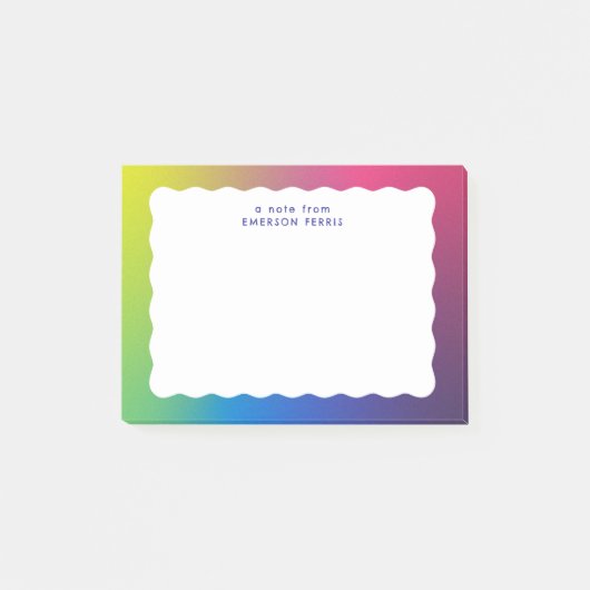 Farbig-trendige Retro-Wellenkante Post-it Klebezettel (Vorderseite)
