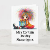 ** Farbige 10 Whimsical Christmas Girl Geschenk AP Dankeskarte (Vorderseite)