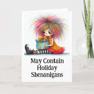 ** Farbige 10 Whimsical Christmas Girl Geschenk AP Dankeskarte