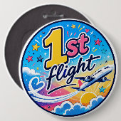 Farbige 1. Flug Flugzeug Souvenir Button (Vorne & Hinten)