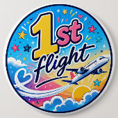 Farbige 1. Flug Flugzeug Souvenir Button (Vorderseite)