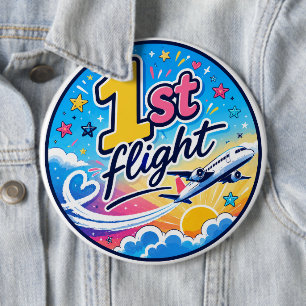 Farbige 1. Flug Flugzeug Souvenir Button