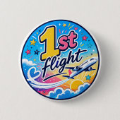 Farbige 1. Flug Flugzeug Souvenir Button (Vorderseite)
