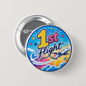 Farbige 1. Flug Flugzeug Souvenir Button (Vorne & Hinten)