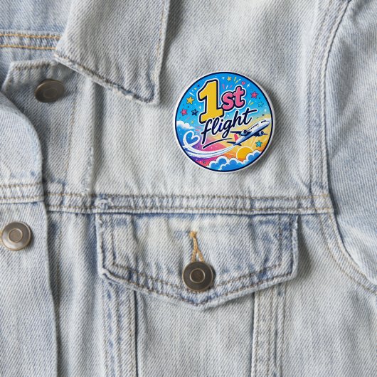 Farbige 1. Flug Flugzeug Souvenir Button (Beispiel)