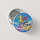 Farbige 1. Flug Flugzeug Souvenir Button (Vorne & Hinten)