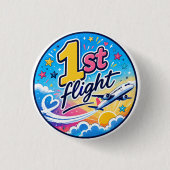 Farbige 1. Flug Flugzeug Souvenir Button (Vorderseite)