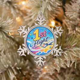 Farbige 1. Flug Flugzeug Souvenir Schneeflocken Zinn-Ornament