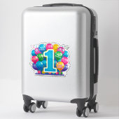 Farbige 1. Geburtstagsfeier mit Ballons Aufkleber (Koffer)