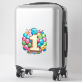 Farbige 1. Geburtstagsfeier mit Ballons Aufkleber (Koffer)