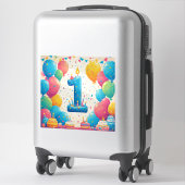 Farbige 1. Geburtstagsfeier mit Ballons Aufkleber (Koffer)