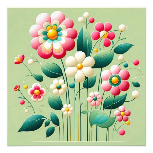 Farbige 3D-Blume Fotodruck (Vorne)