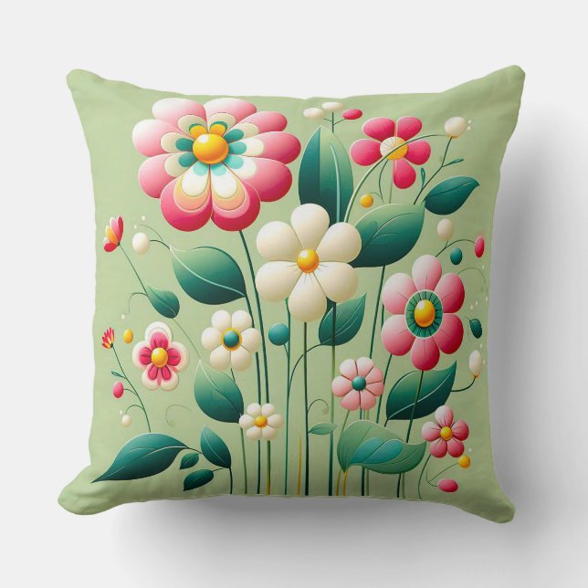 Farbige 3D-Blume Kissen (Vorderseite)