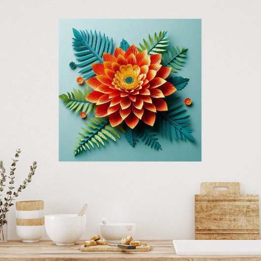 Farbige 3D-Blume Poster (Küche)
