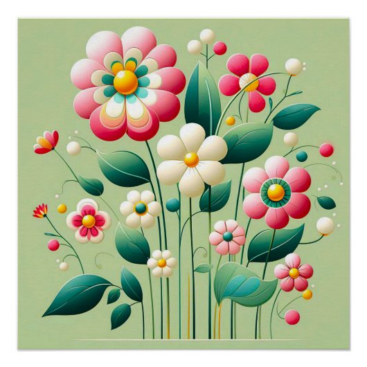 Farbige 3D-Blume Poster (Vorderseite)