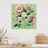 Farbige 3D-Blume Poster (Küche)