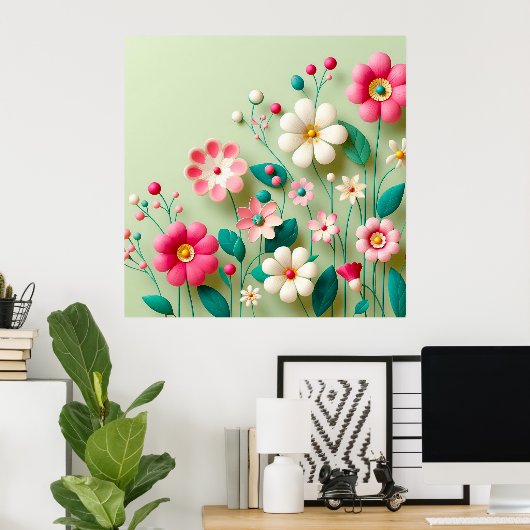 Farbige 3D-Blume Poster (Heimbüro)